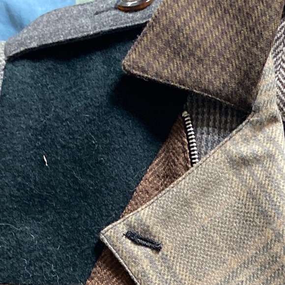 80s VTG Compagnie Wool Bomber Jacket mixed fabric’s Asymmetrical Sz S - Picture 7 of 8